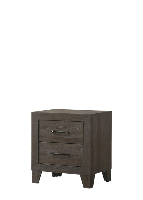 Hopkins Night Stand Brown, Sleek And Modern Wood, Metal 2 Drawers - Ella Furniture
