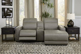 Correze Gray 3-Piece Power Reclining Sectional With Chaise - Ella Furniture