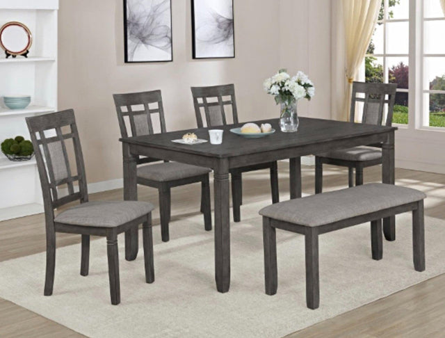 D2015 - Dining Table + 4 Chair + Bench Set - Ella Furniture