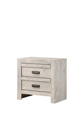 Valor Night Stand Cream, Rustic Modern Wood, 2 Metal Drawers - Ella Furniture