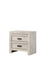 Valor Night Stand Cream, Rustic Modern Wood, 2 Metal Drawers - Ella Furniture