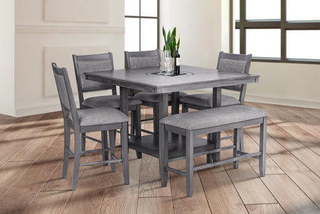 D2300 - Counter Height Table + 4 Chair + Bench Set - Ella Furniture