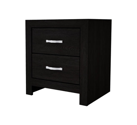 Jaylen Night Stand Black, Modern And Glam Wood, Metal 2 Drawers - Ella Furniture