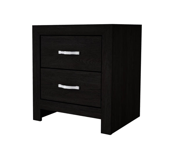 Jaylen Night Stand Black, Modern And Glam Wood, Metal 2 Drawers - Ella Furniture
