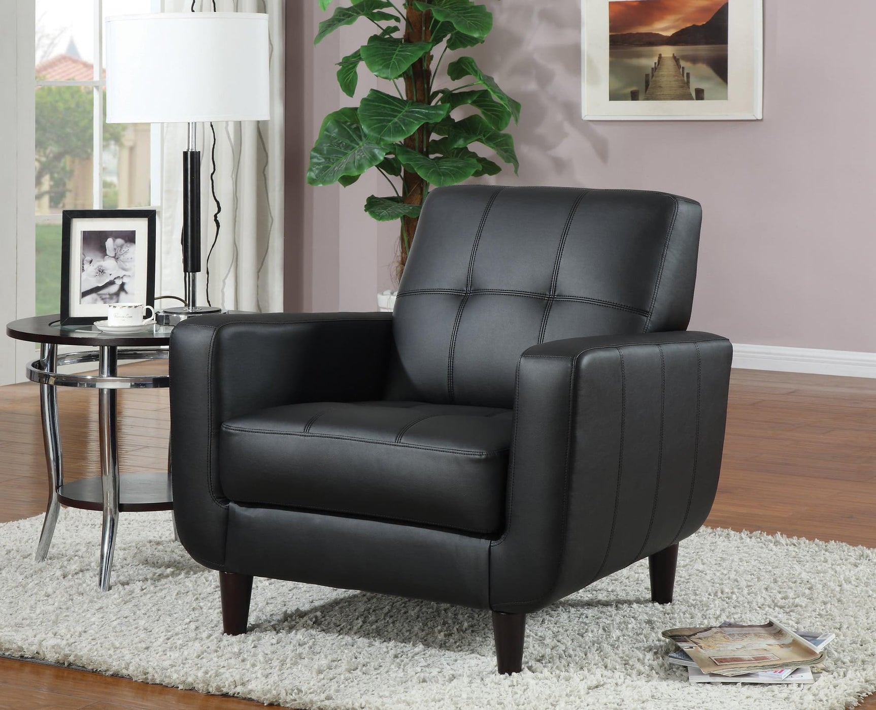 Aaron Padded Seat Accent Chair Black - Ella Furniture