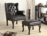 Roberts Button Tufted Back Accent Chair With Ottoman Black And Espresso - Ella Furniture