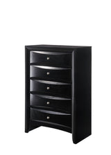 Black Emily Chest, Contemporary Modern Wood, Silver Nickel Knob 5 Drawers - Ella Furniture