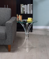 Emmett Round Accent Table Clear - Ella Furniture