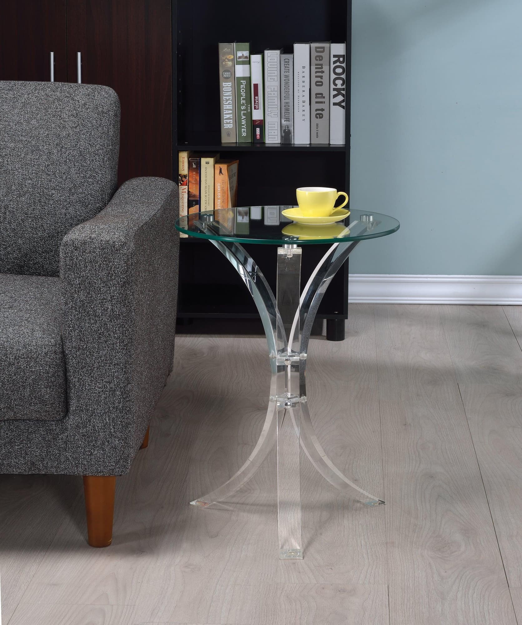 Emmett Round Accent Table Clear - Ella Furniture