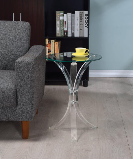 Emmett Round Accent Table Clear - Ella Furniture