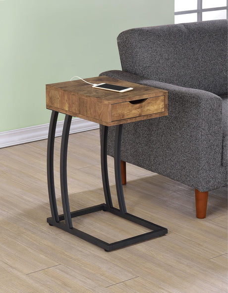 Troy Accent Table With Power Outlet Antique Nutmeg - Ella Furniture