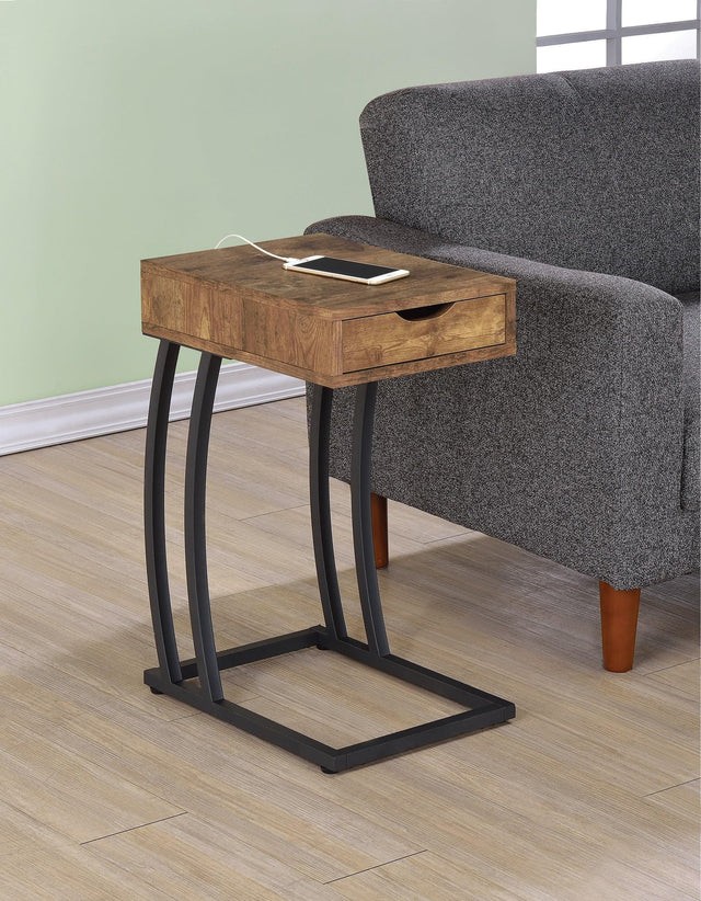 Troy Accent Table With Power Outlet Antique Nutmeg - Ella Furniture