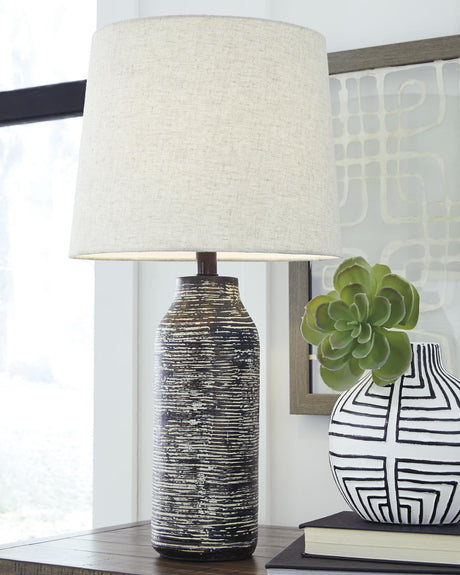 Mahima Black/White Table Lamp (Set Of 2) - Ella Furniture