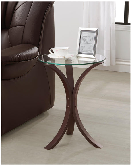 Edgar Round Accent Table Cappuccino - Ella Furniture