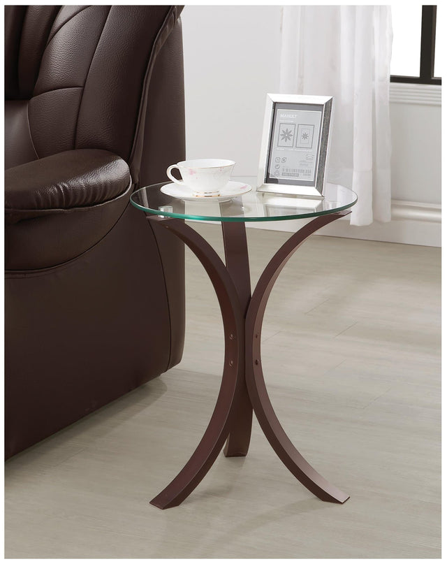 Edgar Round Accent Table Cappuccino - Ella Furniture