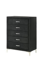 Lucinda Chest Black, Modern And Classic Fabric Wood, Classic Metal 5 Drawers - Ella Furniture