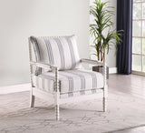 Blanchett Upholstered Accent Chair With Spindle Accent White And Navy - Ella Furniture