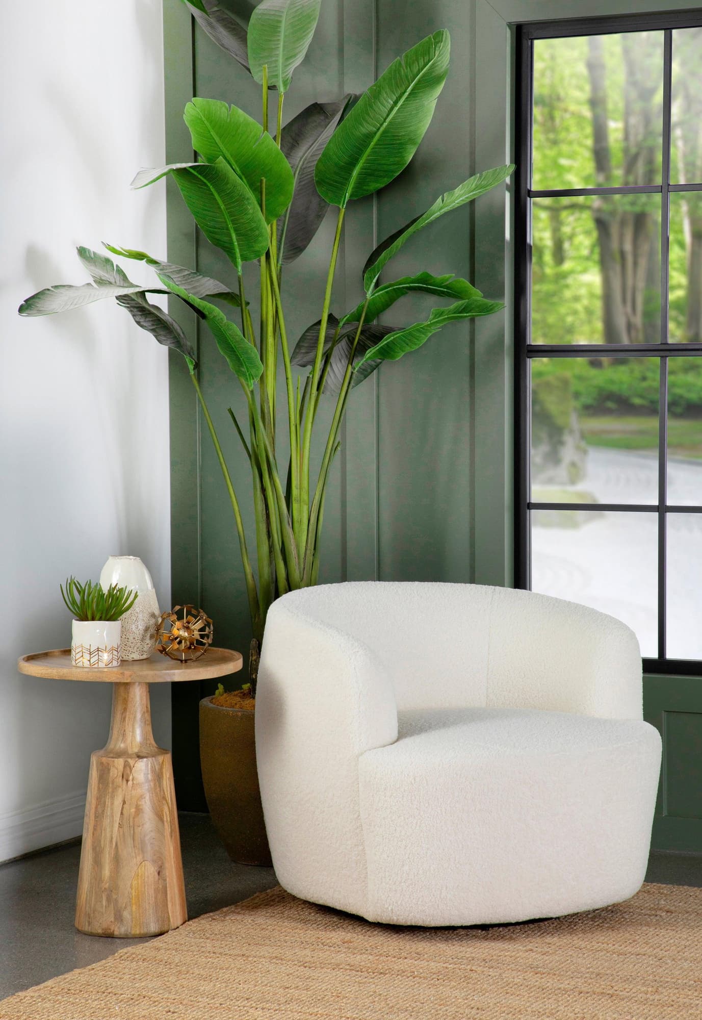 Hudson Upholstered Swivel Chair Natural - Ella Furniture
