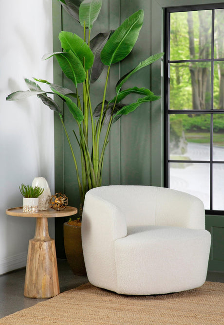 Hudson Upholstered Swivel Chair Natural - Ella Furniture