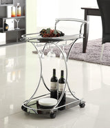 Elfman 2-Shelve Serving Cart Chrome And Black - Ella Furniture
