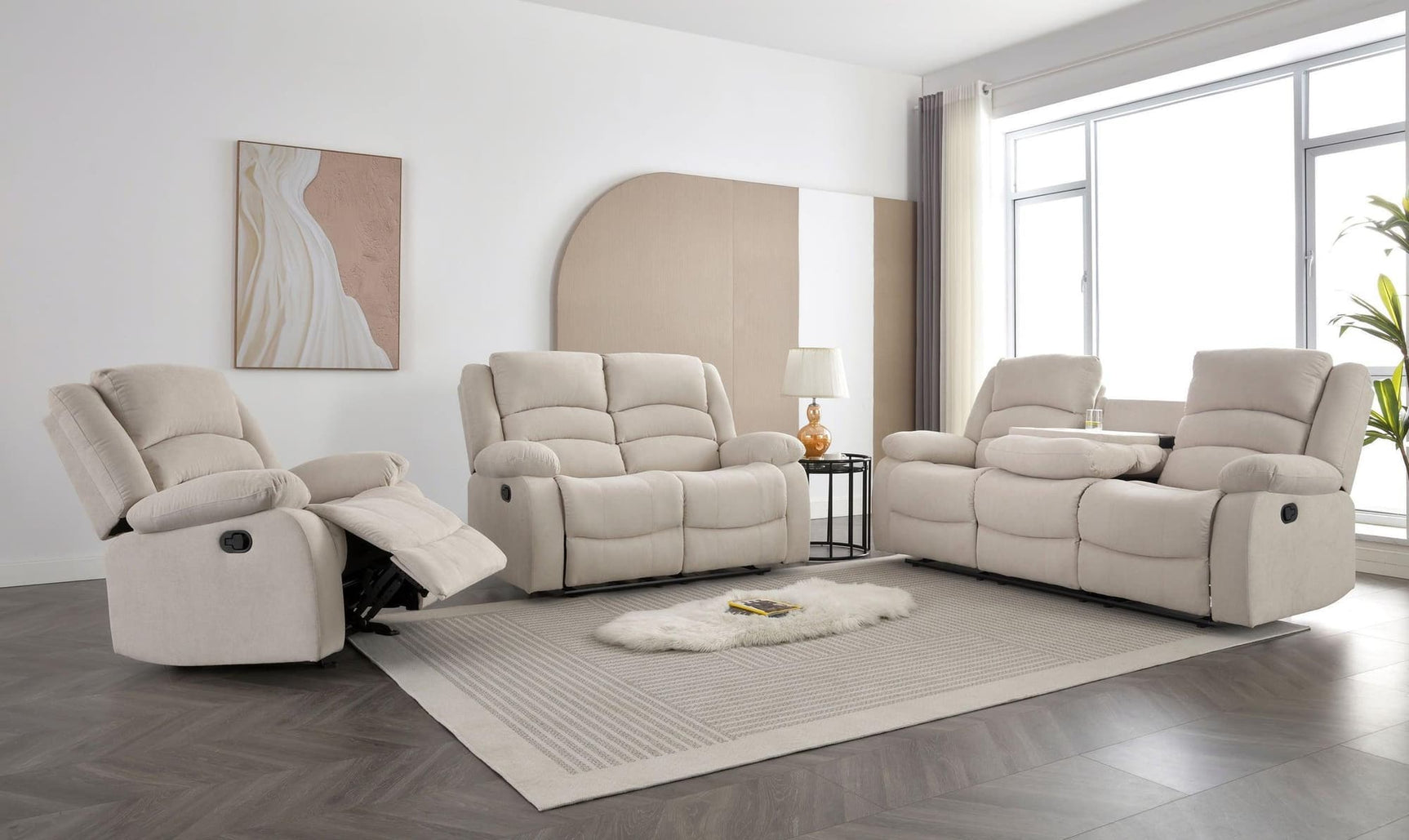 Dynamo2-sand 3Pc Reclining Set - Ella Furniture