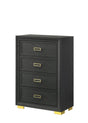 Pepe Chest Black/Gold, Contemporary Modern Wood, 4 Drawers - Ella Furniture
