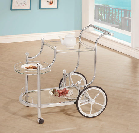Sarandon 3-Tier Serving Cart Chrome And Clear - Ella Furniture