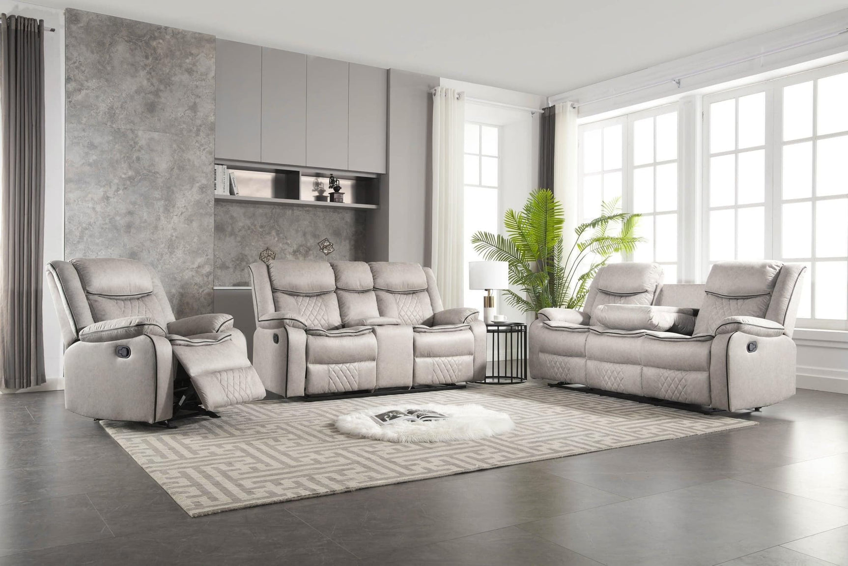 Weston Stone - 3Pc Reclining Living Room Set - Ella Furniture