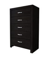 Jaylen Chest Black, Modern And Glam Wood, Metal 5 Drawers - Ella Furniture
