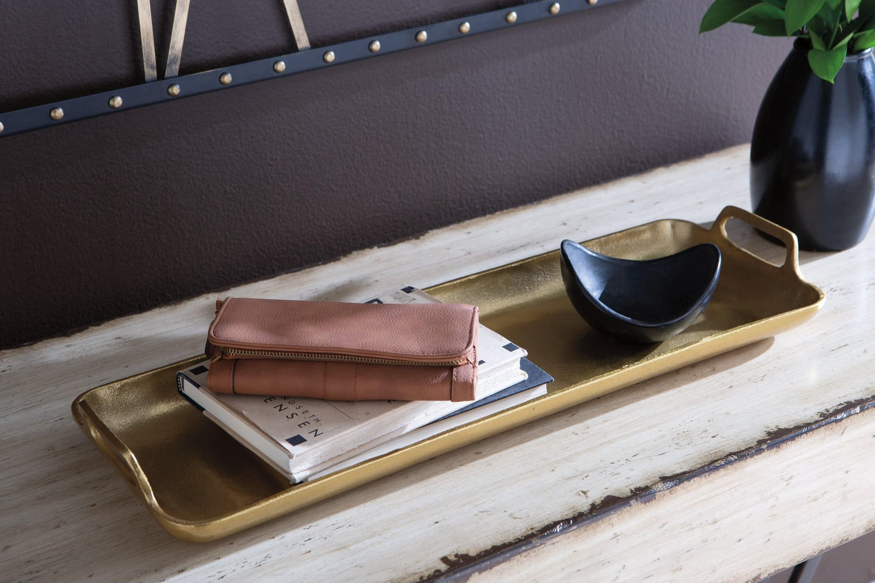 Posy Gold Finish Tray - Ella Furniture