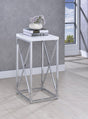 Edmund Accent Table With X-cross Glossy White And Chrome - Ella Furniture