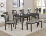 Paige Gray Contemporary Modern Wood Rectangular 6-Piece Dining Room Set - Ella Furniture