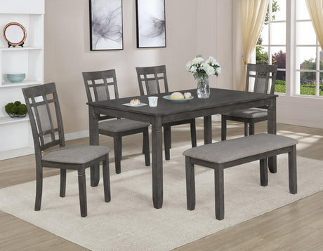 Paige Gray Contemporary Modern Wood Rectangular 6-Piece Dining Room Set - Ella Furniture