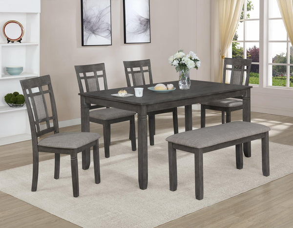 Paige Gray Contemporary Modern Wood Rectangular 6-Piece Dining Room Set - Ella Furniture