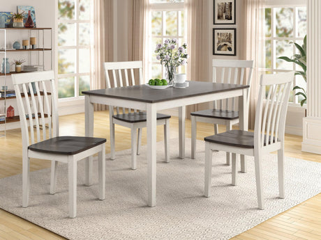 Brody White/Gray Modern Classic Wood Rectangular 5-Piece Dining Room Set - Ella Furniture