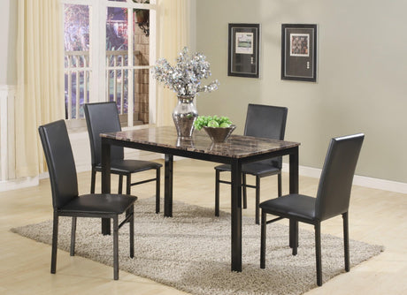 Aiden Brown/Black Contemporary Modern Wood And Veneers Rectangular 5-Piece Dining Room Set - Ella Furniture