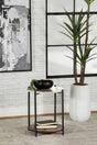 Noemie Round Accent Table With Marble Top White And Gunmetal - Ella Furniture
