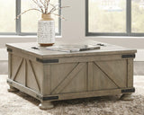Aldwin Gray Coffee Table With Storage - Ella Furniture