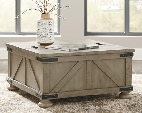 Aldwin Gray Coffee Table With Storage - Ella Furniture