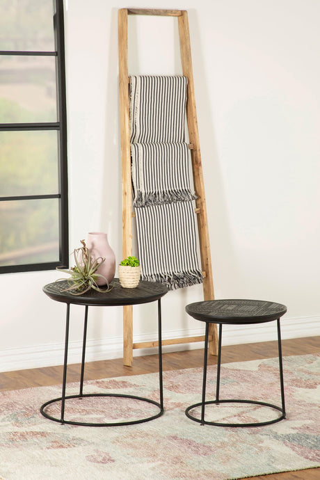 Loannis 2-Piece Round Nesting Table Matte Black - Ella Furniture