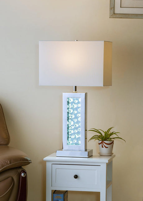 Monica White Modern Contemporary Glass Metal Table Lamp - Ella Furniture