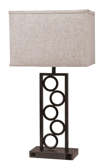 Stack Brown Circle Modern Contemporary Lamp With Outlet - Ella Furniture