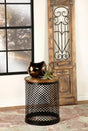 Aurora Round Accent Table With Drum Base Natural And Black - Ella Furniture