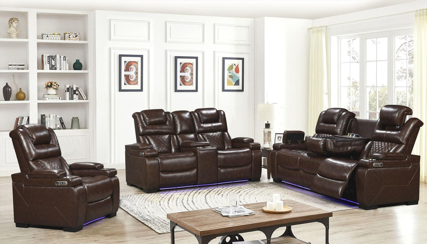 Woodland Brown 3Pc Power Reclining Set - Ella Furniture