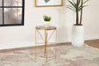 Eliska Round Accent Table With Marble Top Green And Antique Gold - Ella Furniture
