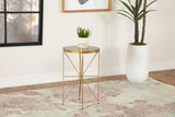 Eliska Round Accent Table With Marble Top Green And Antique Gold - Ella Furniture