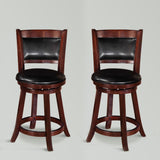 Cecil Swivel Cherry Transitional Faux Leather Hardwood And Veneers Pub Stool - Ella Furniture