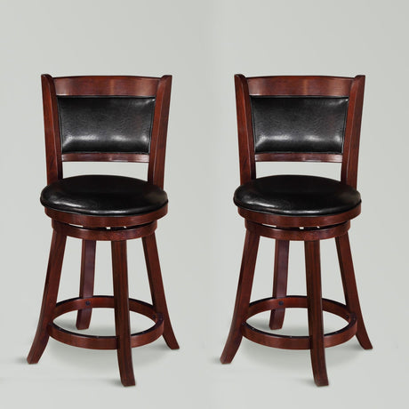 Cecil Swivel Cherry Transitional Faux Leather Hardwood And Veneers Pub Stool - Ella Furniture
