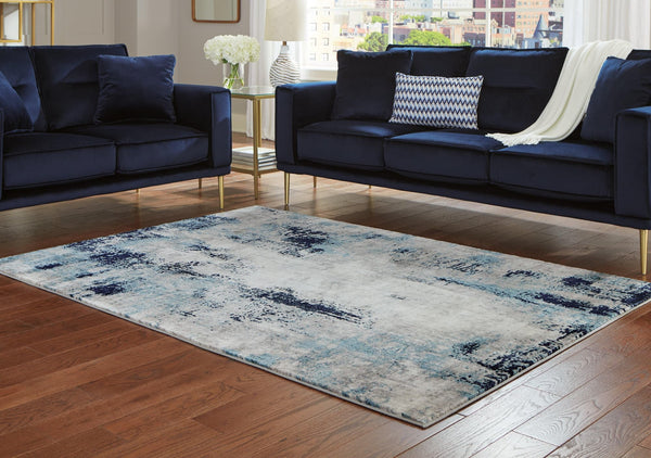 Leonelle Cream/blue/gray 5'3" X 7'3" Rug - Ella Furniture