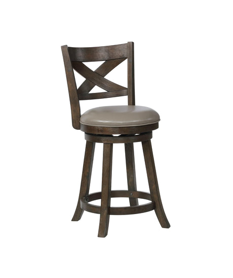 Kipper Swivel Gray Faux Leather Transitional Wood Bar/Pub Stool - Ella Furniture